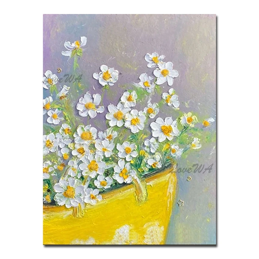 

Pure Hand Painted Palette Knife Flowers Oil Painting Unframed Canvas Wall Art Paintings Picture Floral Art Canvas Crafts