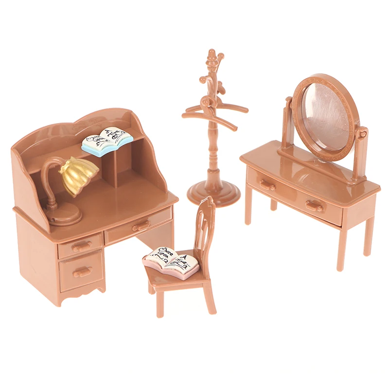 4pcs/Set 1:12 Dollhouse Miniature Bedroom Dresser Chair Desk Set Furniture Model Accessories For Doll Home Decoration Kids Toy images - 6