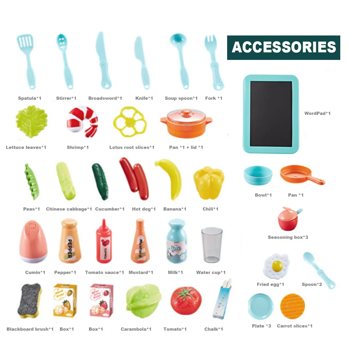 

42Pcs Kid Kitchen Toy Simulation Kitchen Toy Spray Water ABS Dinnerware Pretend Play Kitchen Cooking Table Set Children's Gift