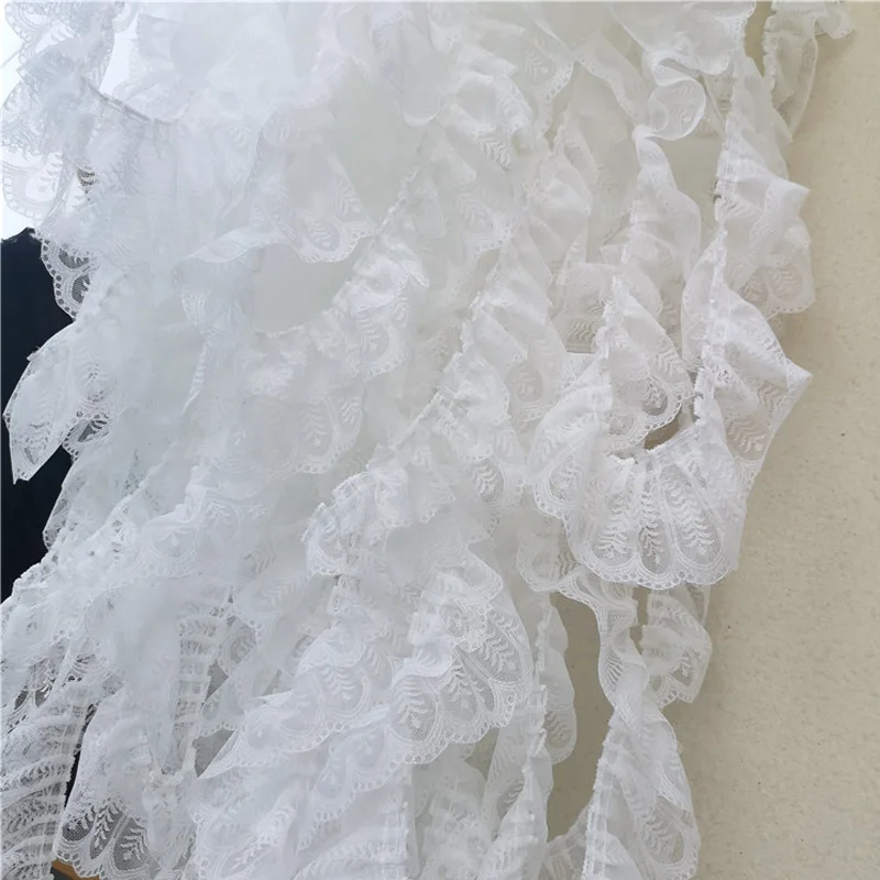 1 ярдов плиссированные кружева ткани Ремесло Аппликация 9 см декоративные