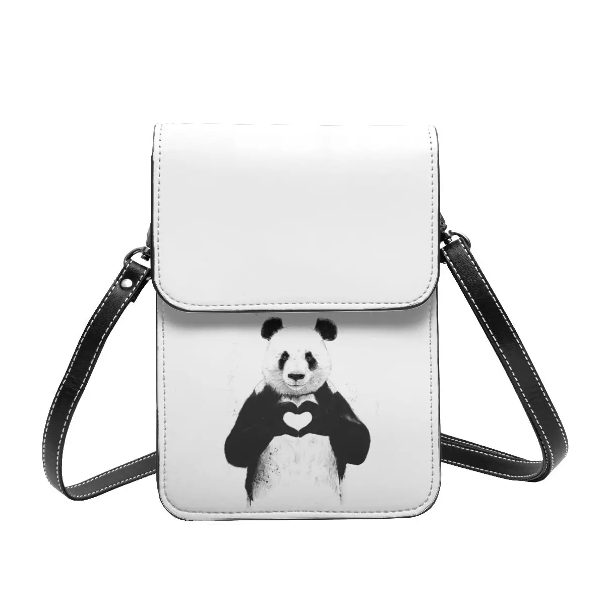 Сумка на плечо с изображением сердец панды в стиле ретро | Багаж и сумки