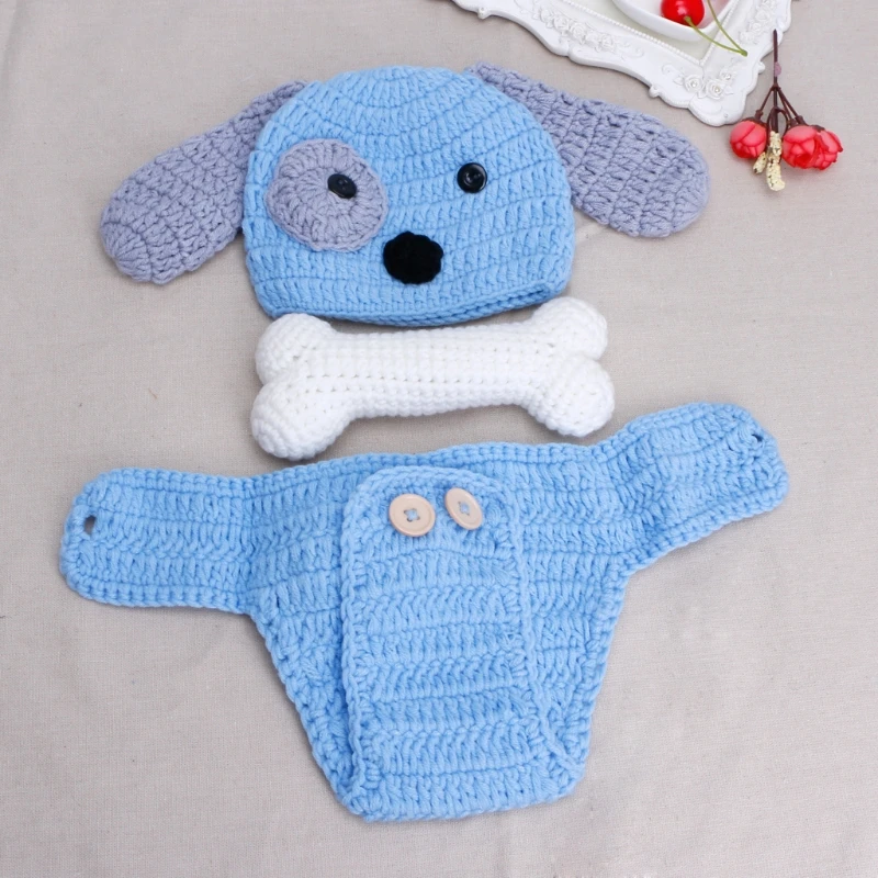 

Newborn Photography Props Lovely Dog Costume Set knitting photography