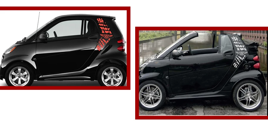 2pc cool tire print styling graphic vinyls car stickers customize for smart mini 2 doors sticke