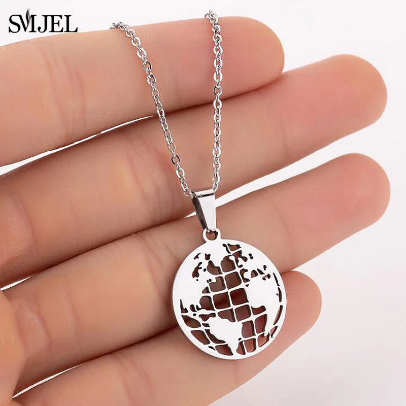 Ожерелье SMJEL с изображением оригами карты мира женское геометрическое ожерелье
