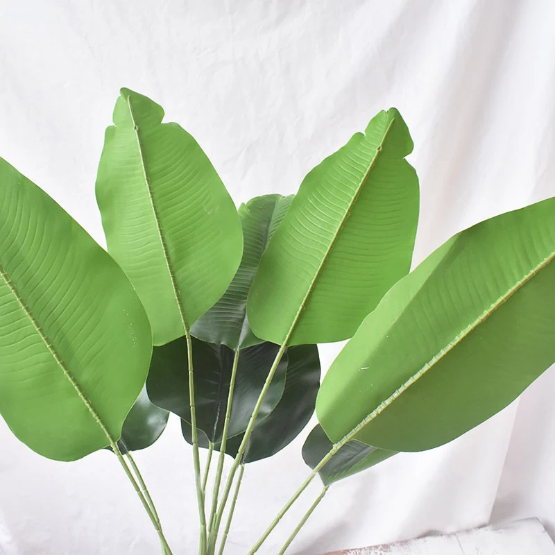 82cm 9fork Large Artificial Musa Tree Plastic Palm Leaves Fake Tropical Green Plant Canna Foliage Branch for Home Party Decor