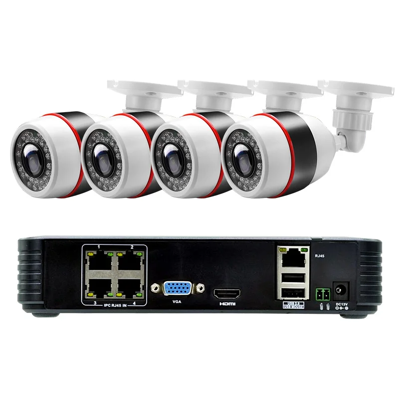 Камера видеонаблюдения KERUI 4 канала POE NVR 1080P 2 МП Full HD с поддержкой ONVIF|Система