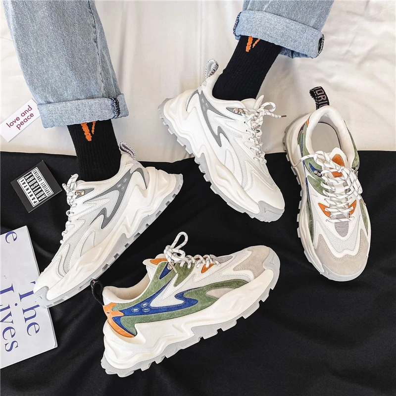 

Trend Platform Men's Casual Shoes 2021 New Chunky Men Vulcanized Sneakers Lace Up Stylish Breathable Adult Male Tenis Footwear