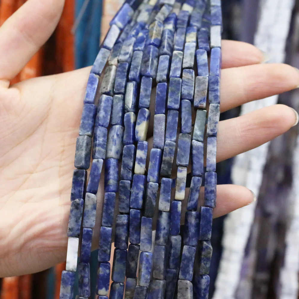 

Natural Stone Rectangular Scattered bead agates Sodalite string Beads for Jewelry Making DIY Necklace Bracelet 4x13mm