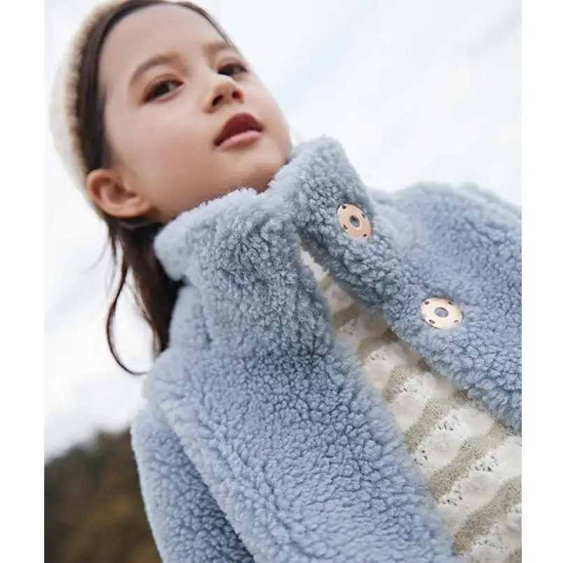 

Winter Children Fur Coat Natural Lamb cashmere Warm Jacket Composite integrated sheep shearing Overcoat Modis Kids Jacket Y1981