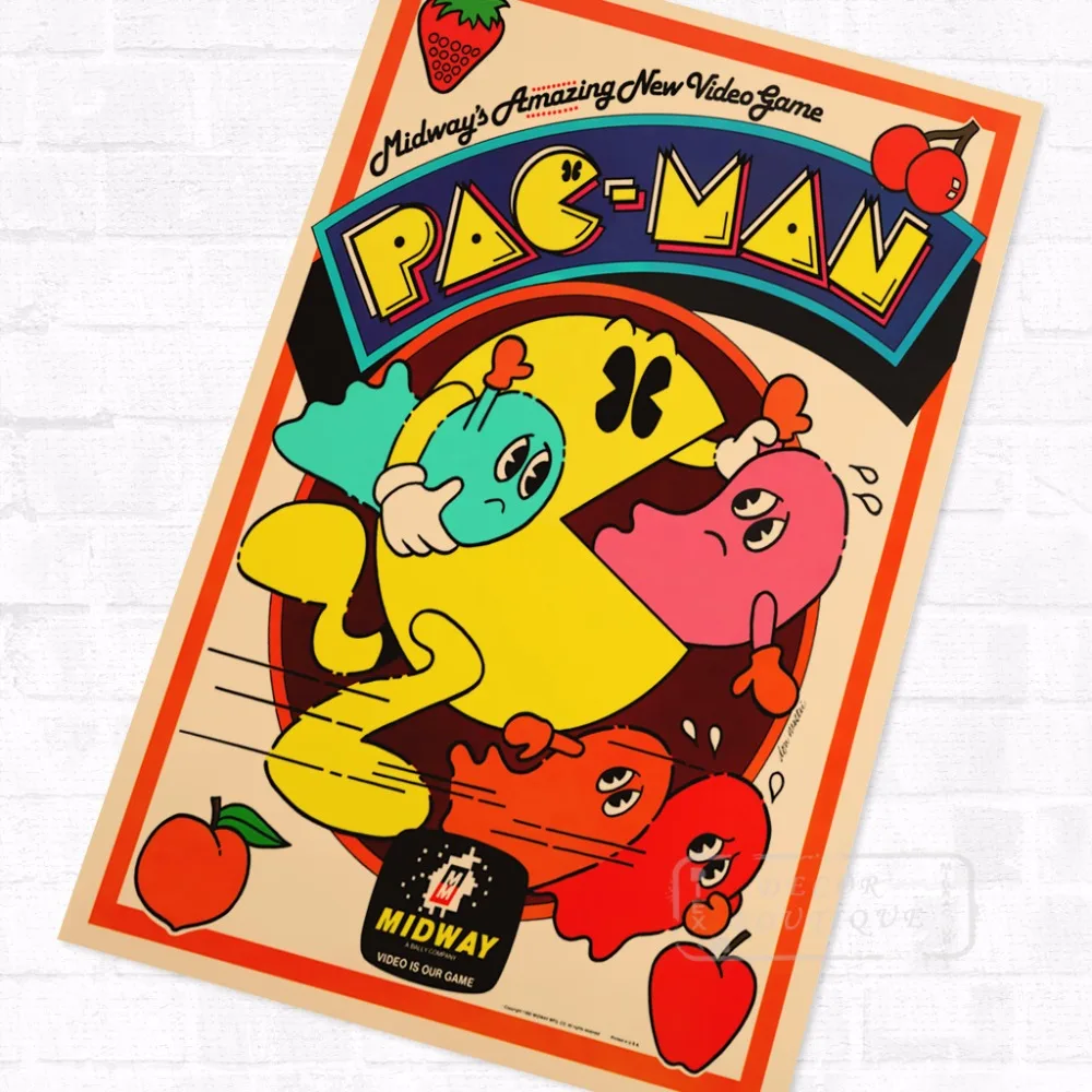 Pacman 8 бит персонаж винтажные видеоигры пропагандистский постер ретро холст DIY