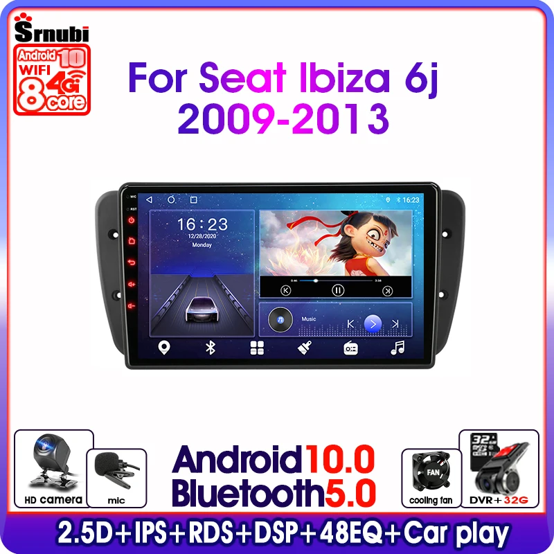 Srnubi Android 10 Car Radio For Seat Ibiza 6j 2009 2010 2011 2012 2013 Multimedia Video Player Navigation GPS 2 Din Stereo DVD
