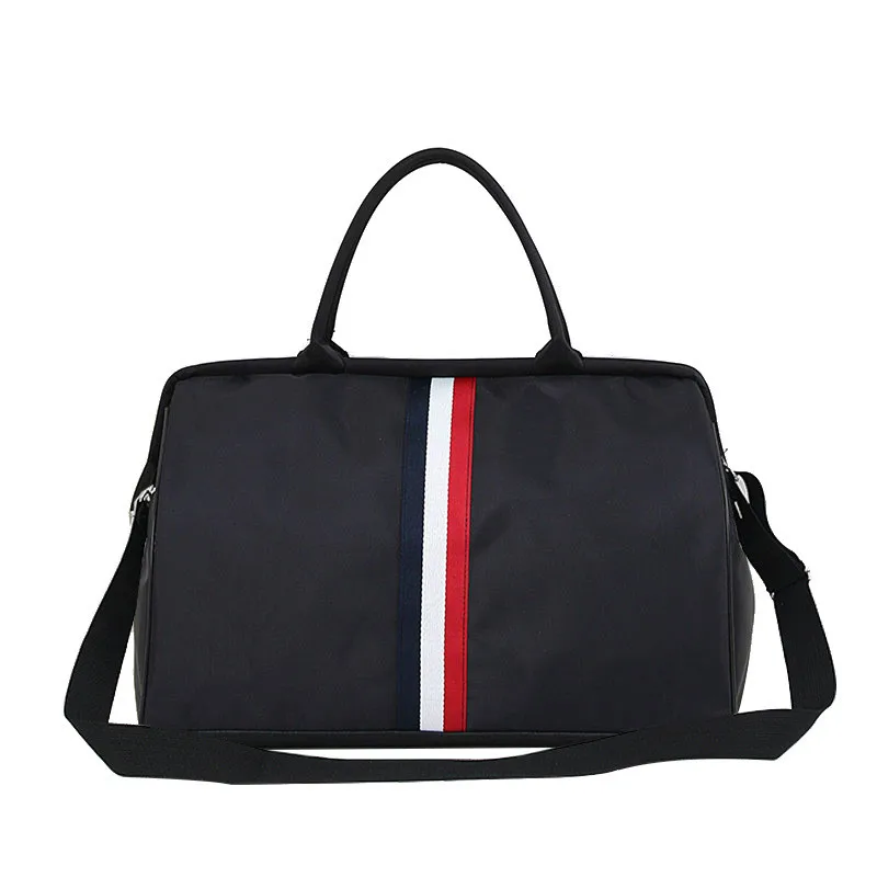 Black 02 With Strap Женская дорожная сумка, выходные спортивные фитнес-сумки, мужские/женские сумки, сумка через плечо, унисекс, сумки на плечо, полосатая пляжная сумка LGX106 - Цвет: Black 02 With Strap