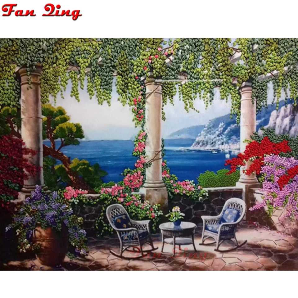 

5D Diy diamond painting cross stitch "Seaview Terrace" Full Round /square Diamond embroidery Needlework Rhinestone Mosaic Crafts