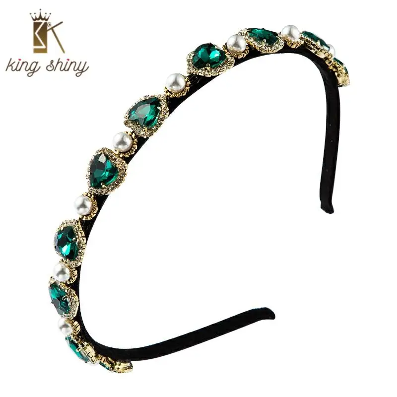 

Baroque Simulated Pearl Headband for Woman Luxurious Geometric Heart Shape Multi Color Crystal Hair Hoop Girl Party Hair Jewelry