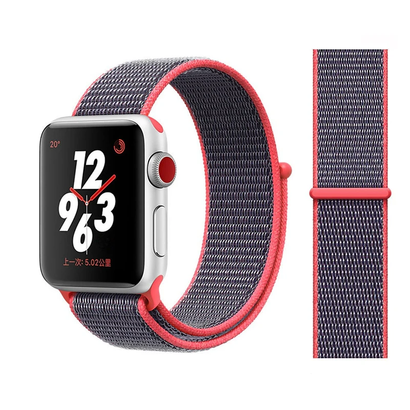 Нейлоновый ремешок для apple watch группа 4/5 44 мм/40 мм, correa apple watch 3 42 мм/38 мм iwatch серии 5/4/3/2 разноцветный коннектор ремешок для часов - Цвет ремешка: Electronic pink