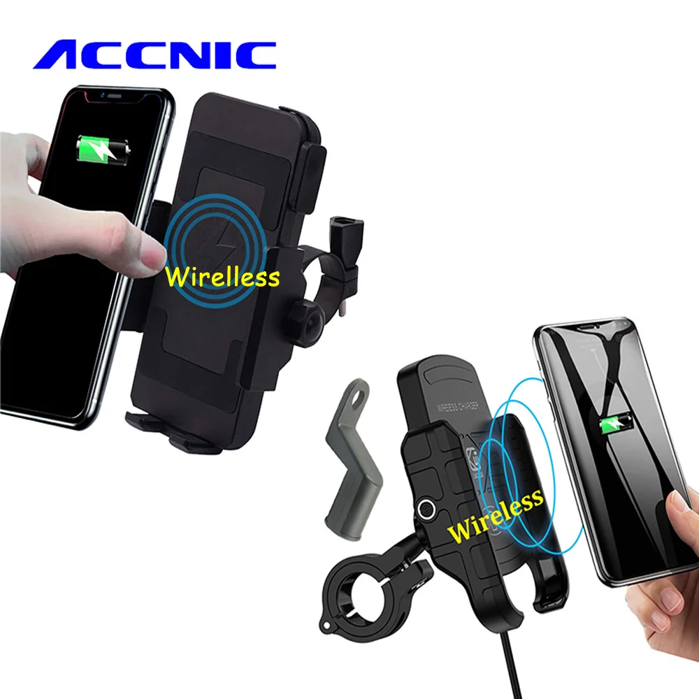 ACCNIC держатель для телефона мотоцикла Беспроводное зарядное устройство для samsung S10 S9 S8 iphone X XS 8 8plus быстрая Беспроводная зарядка мото подставка