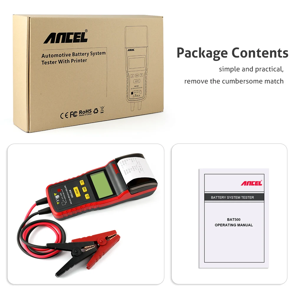 

Ancel BST500 12V 24V Car Battery Tester With Thermal Printer Car Heavy Duty Truck Battery Analyzer Battery Test Diagnostic Tool