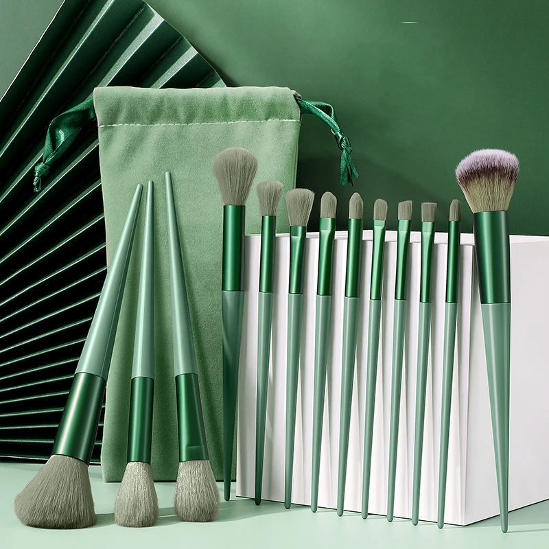

Makeup Brushes Set Green/Pink Professional Cosmetics Brushes Eyeshadow Foundation Blush Powder Eyeliner Eyelash Lip Brush 13pcs