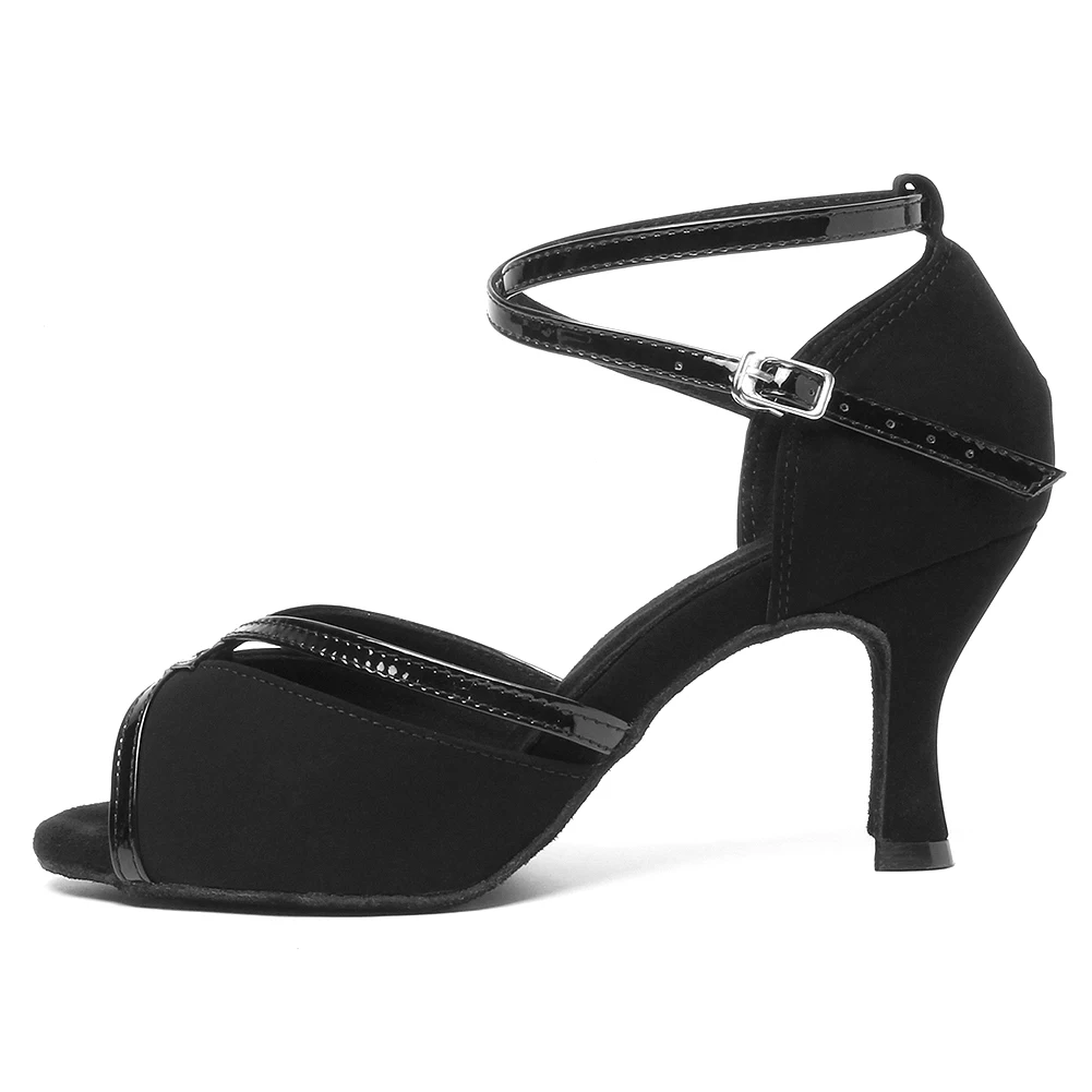 DKZSYIM Black Latin Dance Shoes Women/Ladies Ballroom Dancing Tango/Salsa Shoes Suede Soles Soft Dance Sandals 3-10CM High Heels