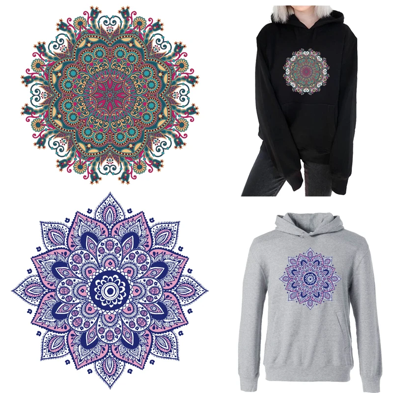 

Mandala Iron-on Transfers for Clothing Thermoadhesive Patches on Clothes Diy Textile Stickers for T-shirt Patch Fusible Applique