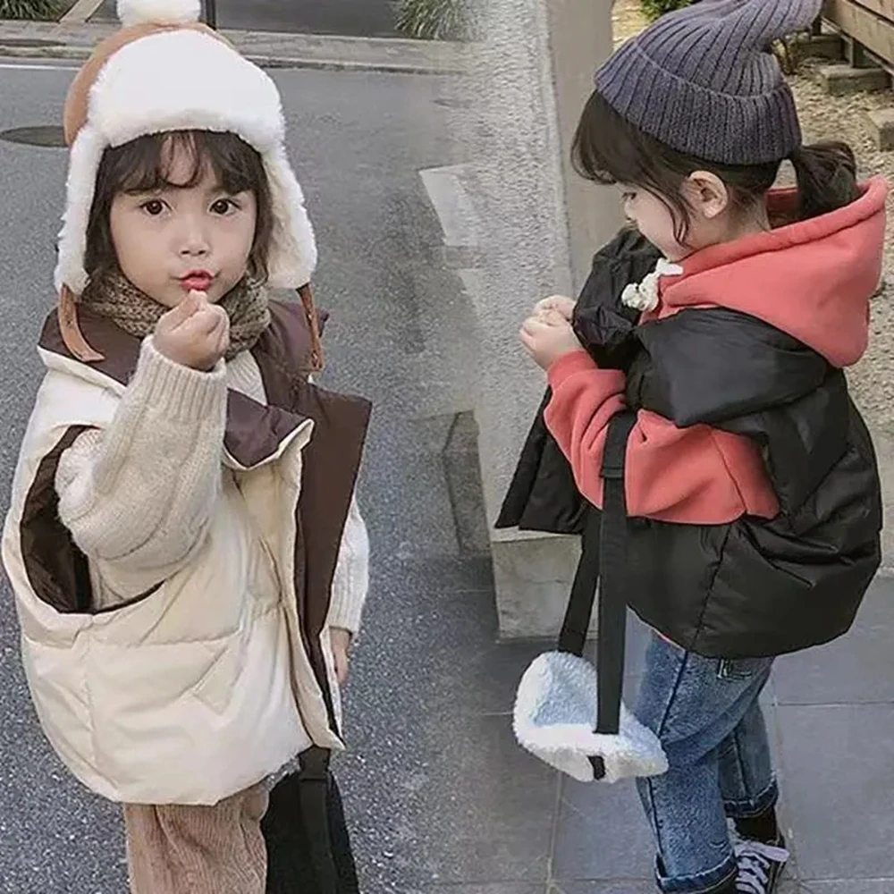 

Unisex Children Gilet Hooded White Down Vest For Girl Stand Collar Sleeveless Jacket For Boy Toddler Baby Girls's Vests Outwear