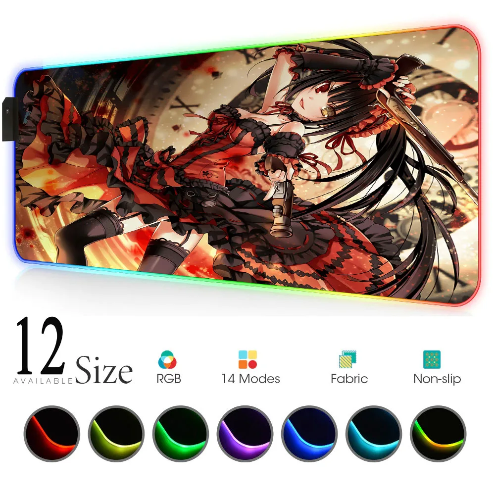 

Kurumi Tokisaki Xxl Mouse Pads Light Gaming Large Mousepad Mice Mause Pad Kawaii Cartoon Carpet Led Rgb Mouse Mat Alfonbra Raton