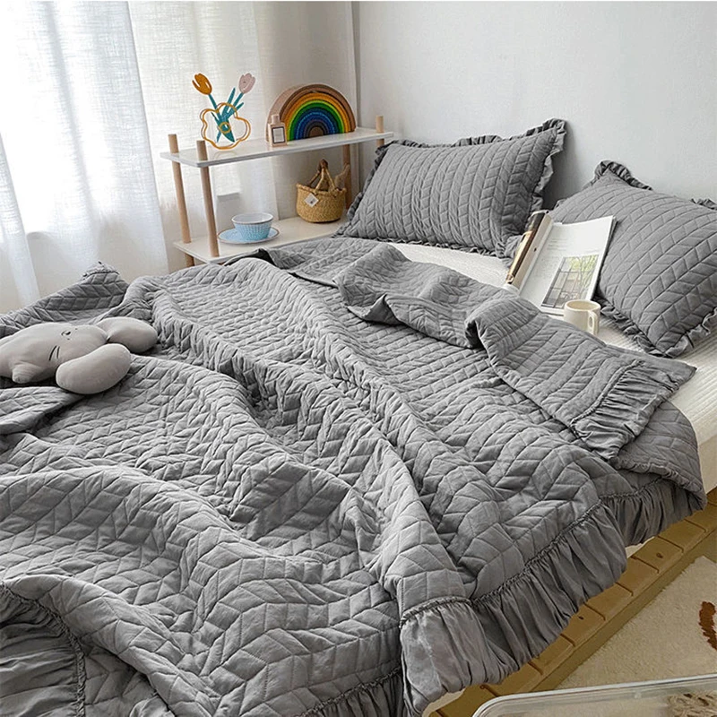 Новое поступление однотонное розовое летнее стеганое одеяло покрывало для