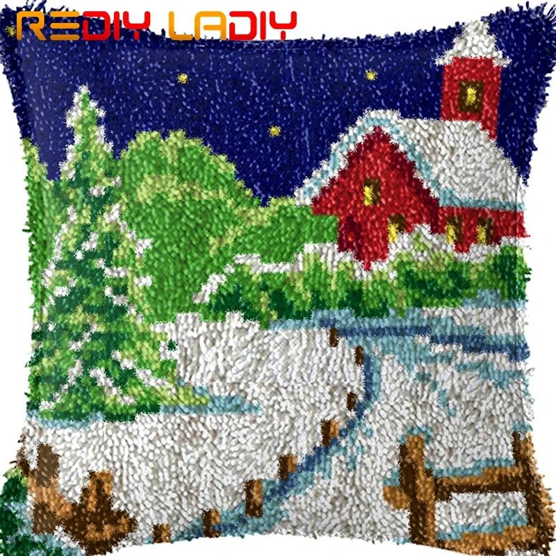 

Latch Hook Cushion Sweet Home Pillow Case Pre-Printed Color Canvas Acrylic Yarn Latched Hook Pillow Crochet Cushion Cover Kits