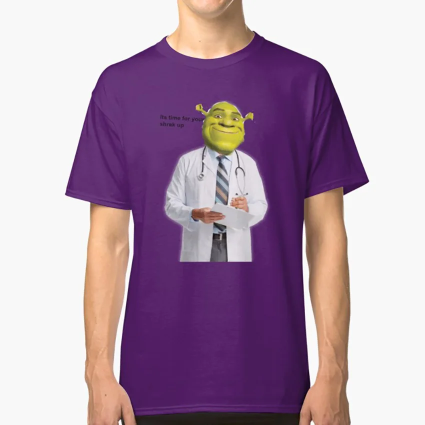 Фиолетовый Футболка Shrek Check up meme shrek memes dank memes doctor swamp phototshop edits - Цвет: Фиолетовый