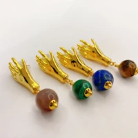 new fashion beads hand shaped plating 18 k earrings for women hyperbole 925 silver needle drop earrings creative jewelry gift