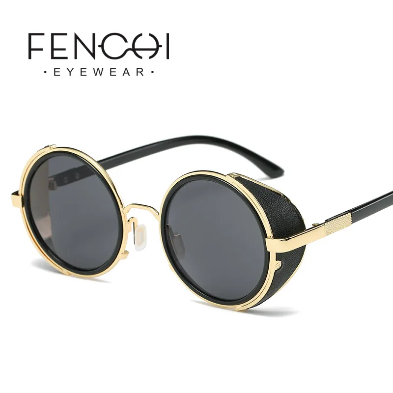 FENCHI белые круглые женские солнцезащитные очки в стиле стимпанк