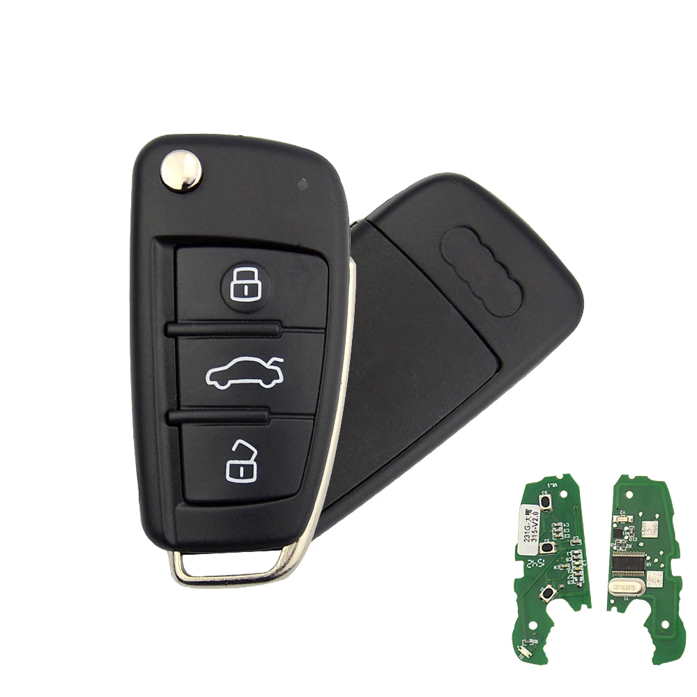 Складной автомобильный ключ OkeyTech дистанционный с 3 кнопками 315 МГц 433 для Audi A2 A3 A4 S4
