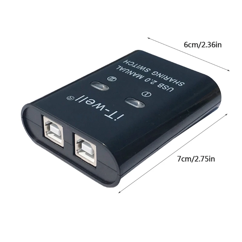 

USB Printer Sharing Device Data Transfer Splitter Manual Switch Hub 2 in 1 Out