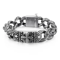 retro mens cross biker charm bracelet gothic stainless steel cuban link chain boyfriend hand jewelry bracelets accessories