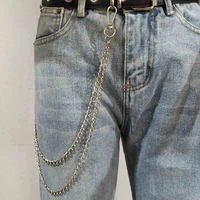 long metal wallet belt chain rock punk trousers hipster pant jean keychain silver ring clip keyring mens jewelry