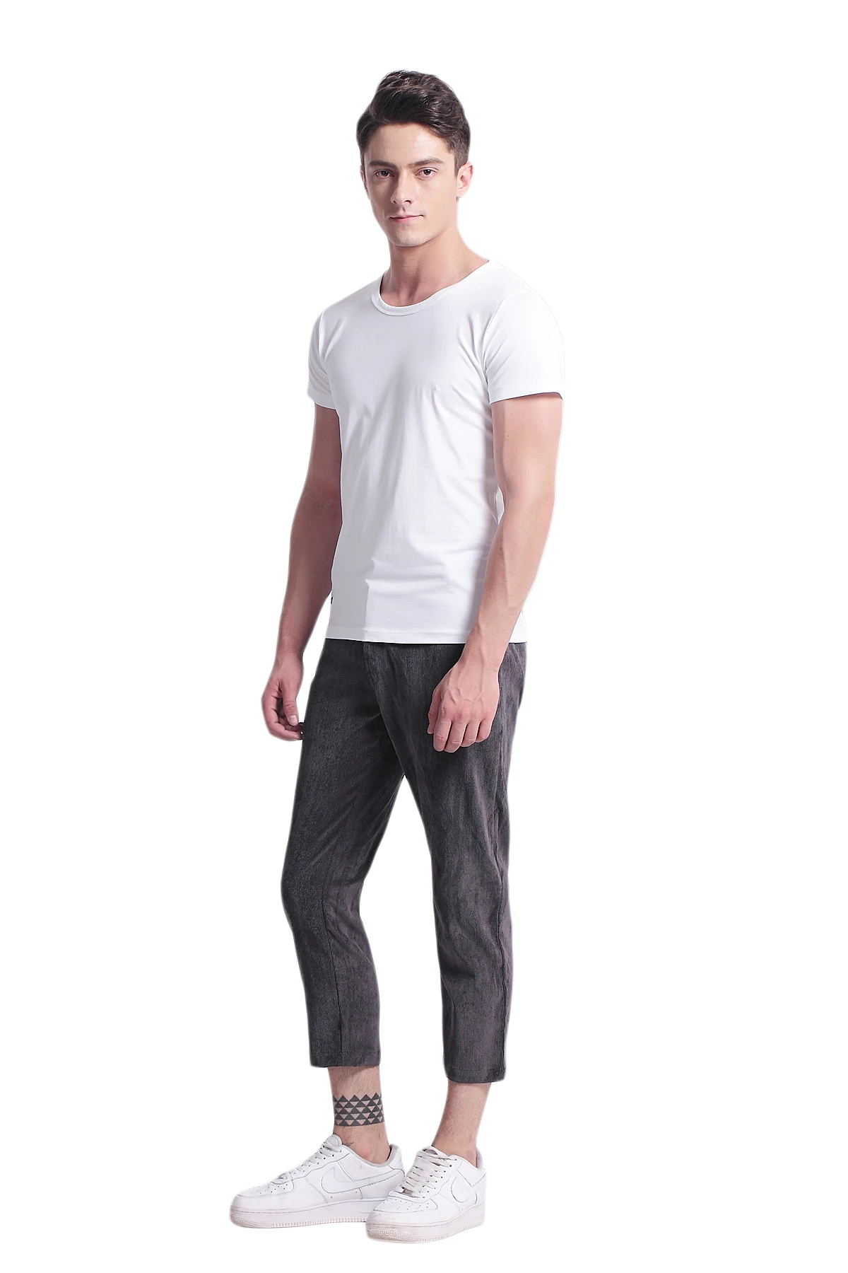 

Paul Hamilton Men's Ankle-Length Corduroy Casual Pants Button Zipper Flat Front Solid Spring Summer Male Cotton Trousers PH-11