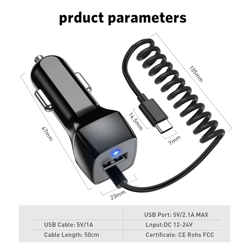 USLION USB Car Phone Charger For Samsung S10 S9 Plus Car-charger Micro USB Type C Cable Fast Quick Charge For Xiaomi Huawei SONY images - 6