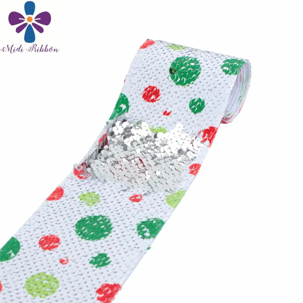 

3"75mm Love Volleyball Cheer Up Sports Lover Double Reversible Silver Sequin Ribbon Easter Egg DIY Hair Bowknots 46yards/roll