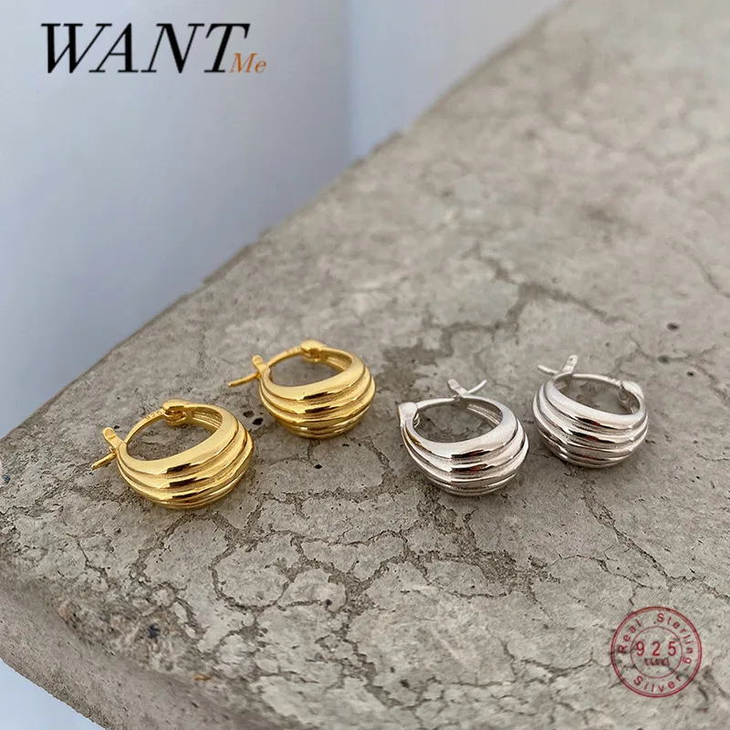 

Женские серьги-гвоздики WANTME из серебра 925 пробы в стиле панк с минималистским геометрическим рисунком, Элегантные корейские ювелирные укра...