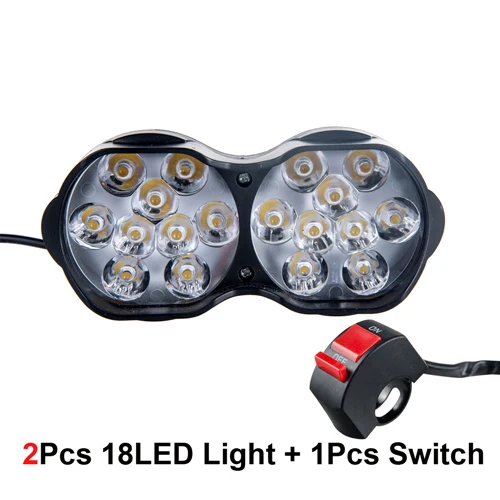 2PCS 9LED x Switch Точечный светильник для мотоцикла, головной светильник для скутера, противотуманный Точечный светильник светодиодный для мотоцикла ATV 12 В 6500 К, белый двигатель, рабочая фара для автомобиля DRL - Цвет: 2PCS 9LED x Switch