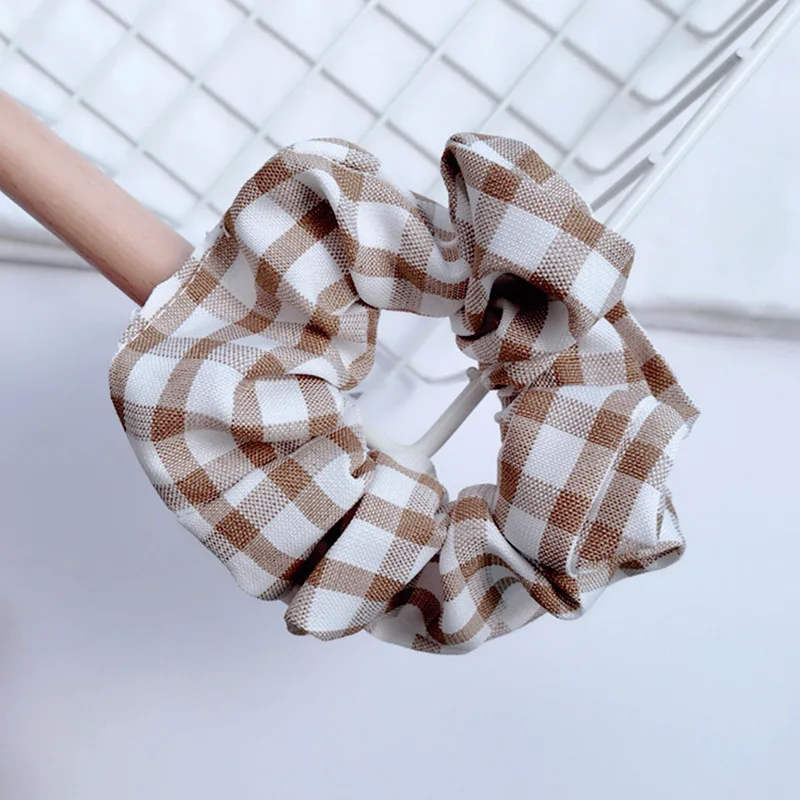 Клетчатая льняная заколка для конского хвоста милые резинки волос девочек