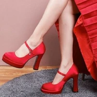 womens pointed buckle high heels 2021new autumn sexy wedding shoes thick heel platform office shoes ladies single shoes