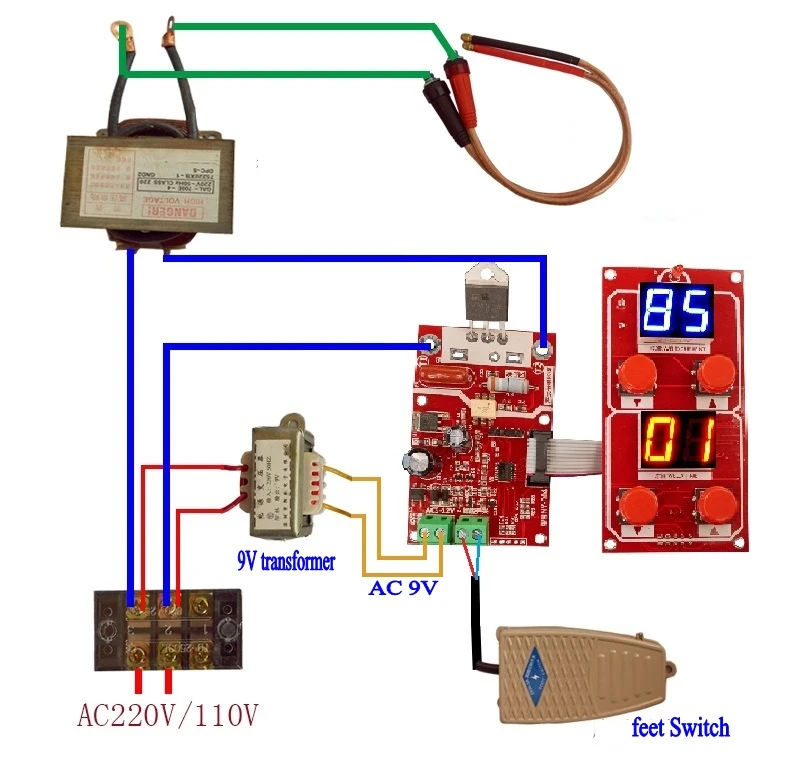 NY-D04 100A Dual Display Spot Welding Machine Transformer Controller Control Panel Board Adjust Time Current | Инструменты