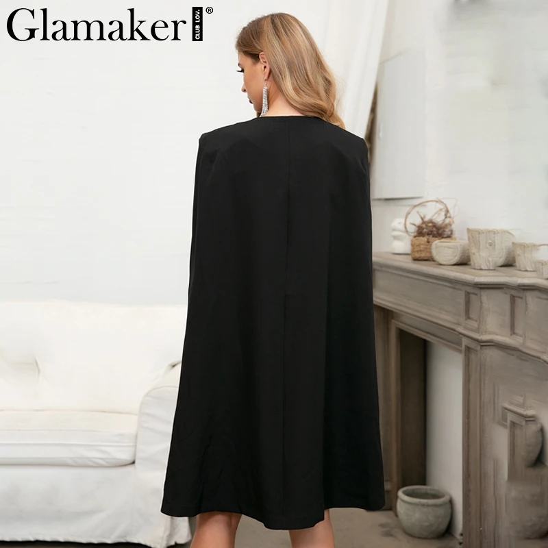 Glamaker, винтажный плащ, Блейзер, женское платье, элегантное, черное, v-образный вырез, короткое, для вечеринки, платье, блейзер, Ретро стиль, сексуальное платье, vestidos de fiesta