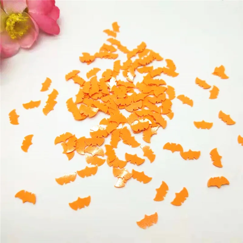 1000 шт./лот 4*8 мм оранжевые Хэллоуин летучая мышь блестки ПВХ для всех святых Пасха