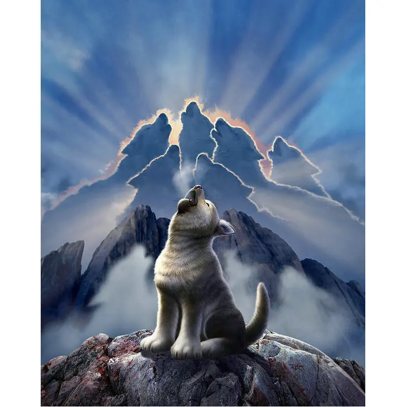 

100% Full 5D Diy Diamond Painting Fantasy wolf 3D Diamond Painting Round Rhinestone Diamond Painting Embroidery Animal