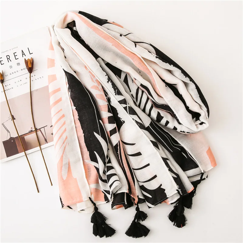 Тропический ветер женский шарф Новая мода лист шали с принтами для женщин Bufandas