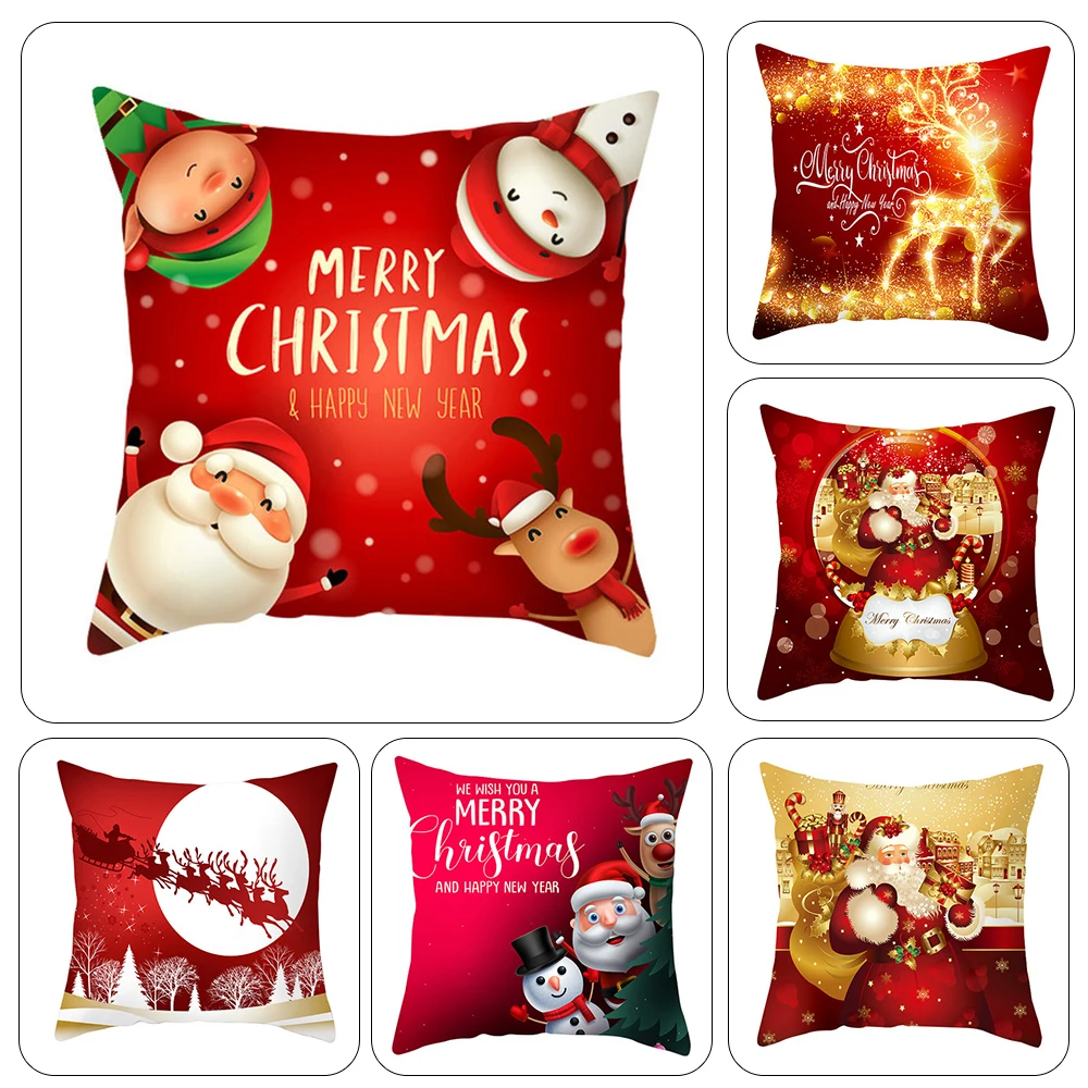 

45cm Christmas Cushion Cover Navidad Merry Christmas Decorations for Home 2021 Xmas Noel Cristmas Ornaments New Year Gifts 2022