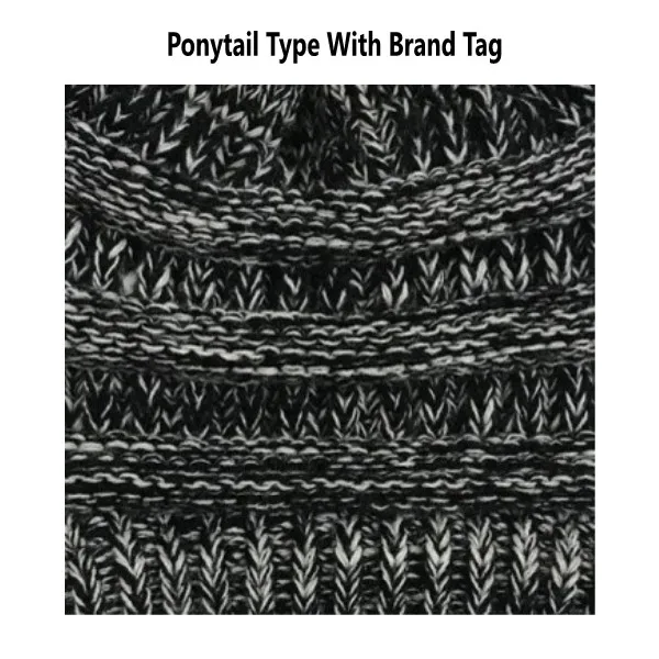BlackMIX Ponytail Женские зимние вязаные шапки, шерстяные теплые шапки, женские повседневные Шапки, одноцветные шапки-бини - Цвет: BlackMIX Ponytail