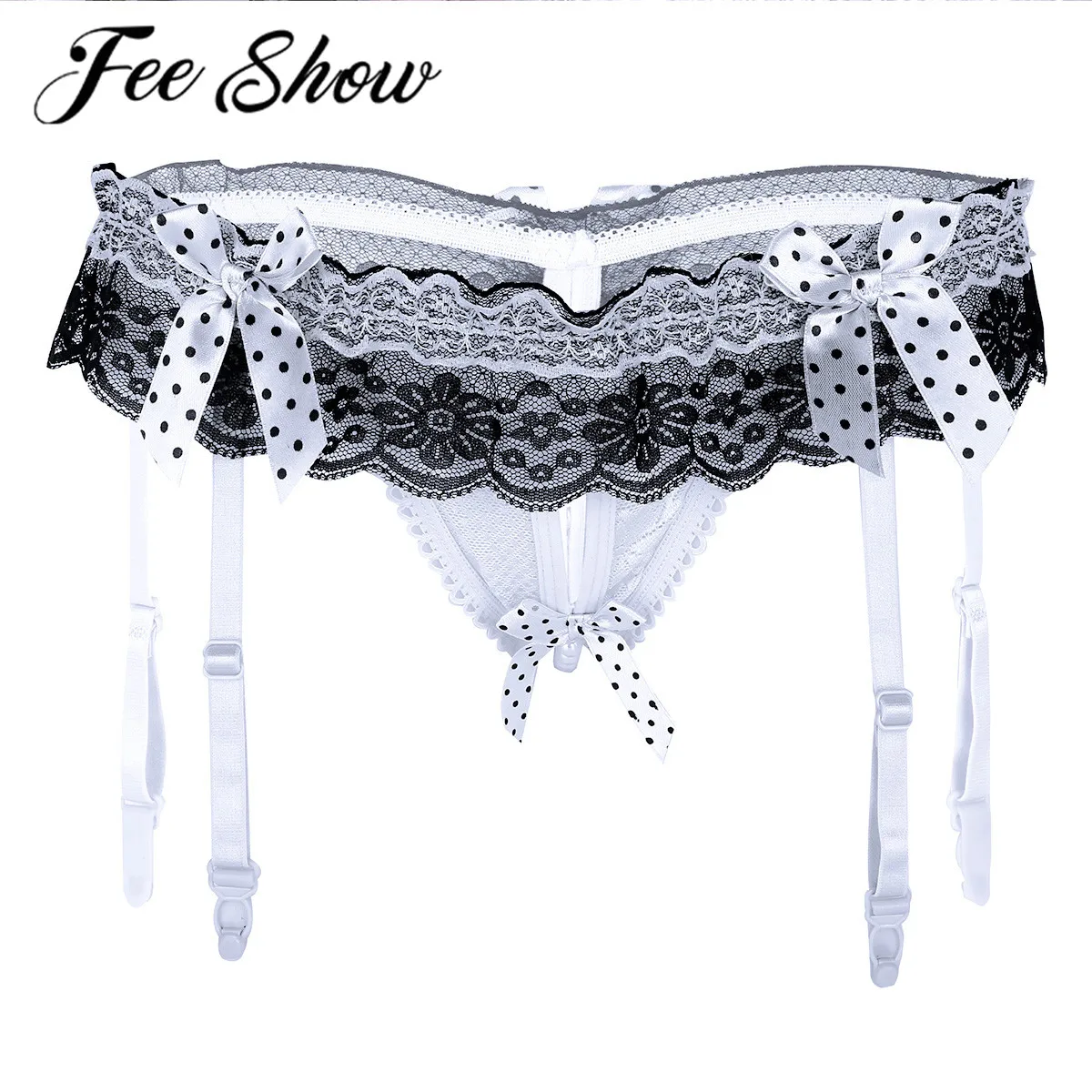 Женские трусики стринги в горошек с жемчугом|Трусики| |